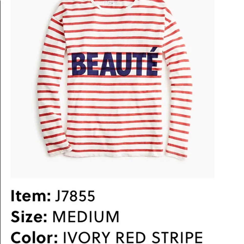 JCrew Red & Ivory Striped T Size M